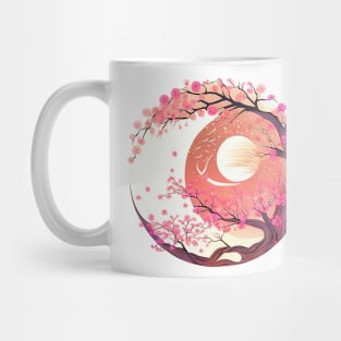 Japanese Style Art: Mountain and Floral View 3 Mug